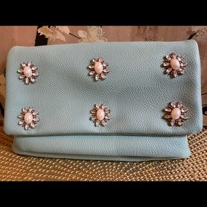 Embellished Pearl Jeweled Clutch W/ Chain